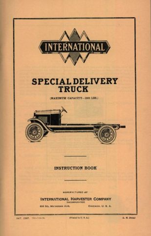 Instruction Book for International Special Delivery Truck w