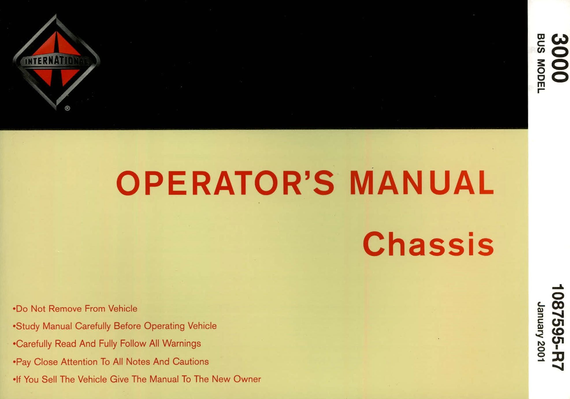 Operator's Manual for 2000 International 3000 Bus – Binder Books