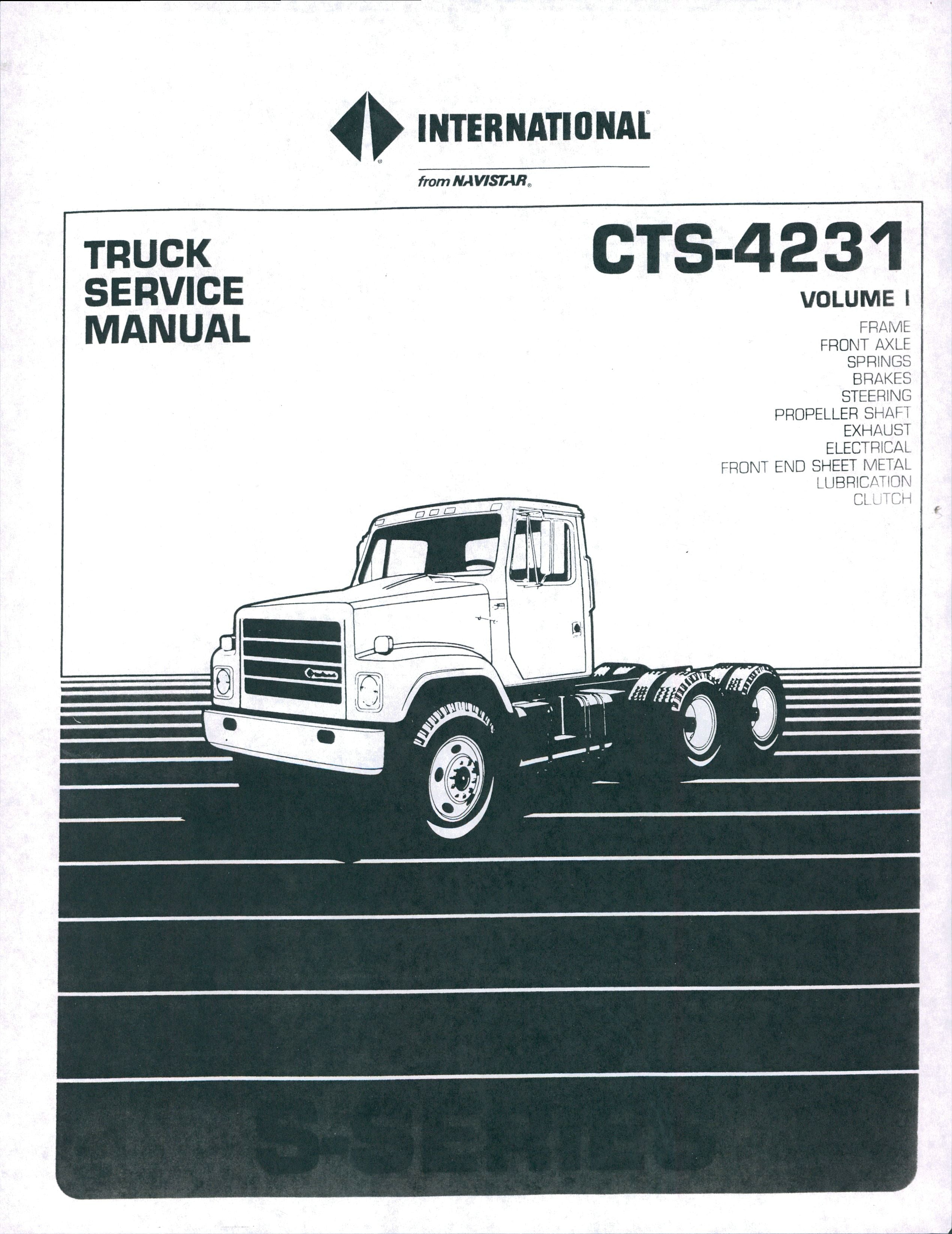Service Manual for 1987 International S-Series Truck - 2 Volume