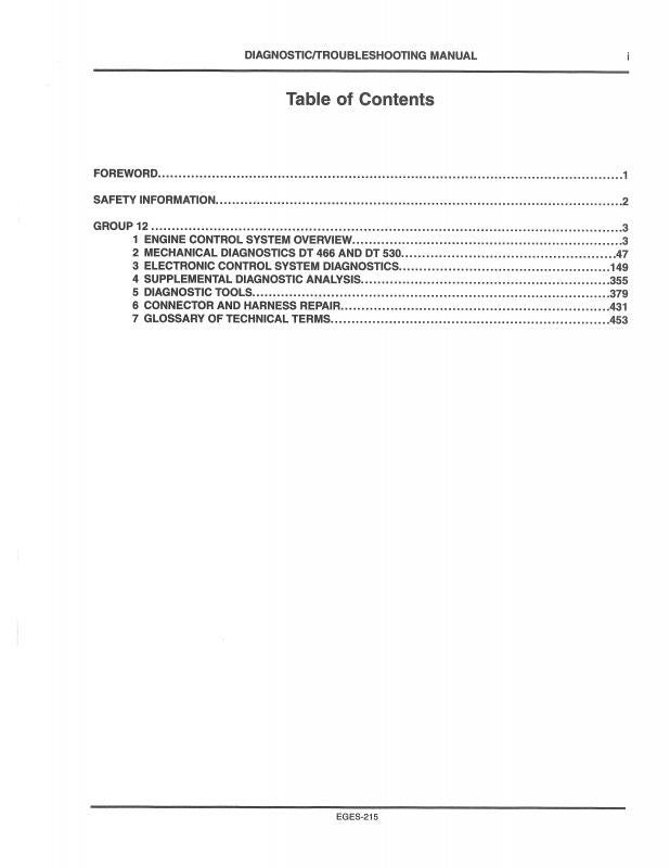 Engine Diagnostic Manual for INTERNATIONAL® DT 466 and DT 530 Diesel Engine