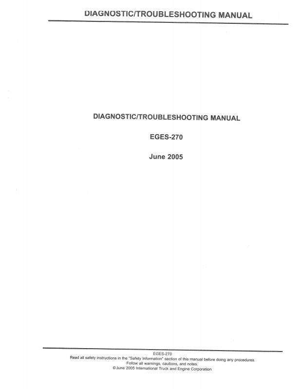 Engine Diagnostic Manual for INTERNATIONAL® DT 466, DT 570 &amp; HT 570 Diesel Engine