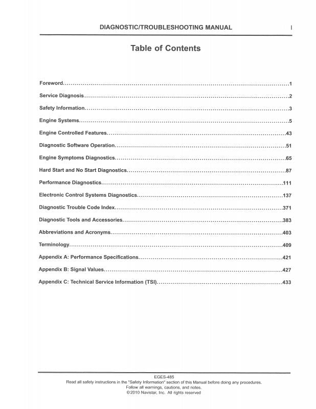 Diagnostics Troubleshooting Manual for MaxxForce® 7 For International Brand Trucks