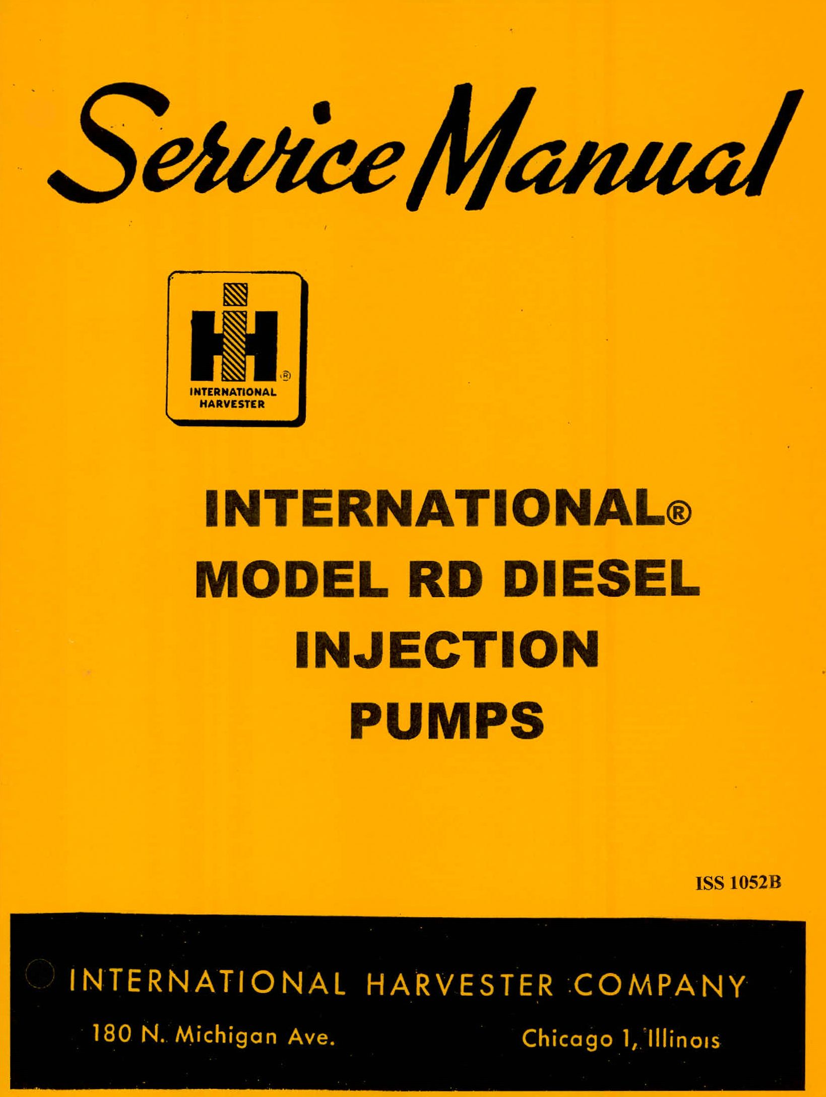 Service Manual for Internation Model RD Diesel Injection Pumps – Binder ...