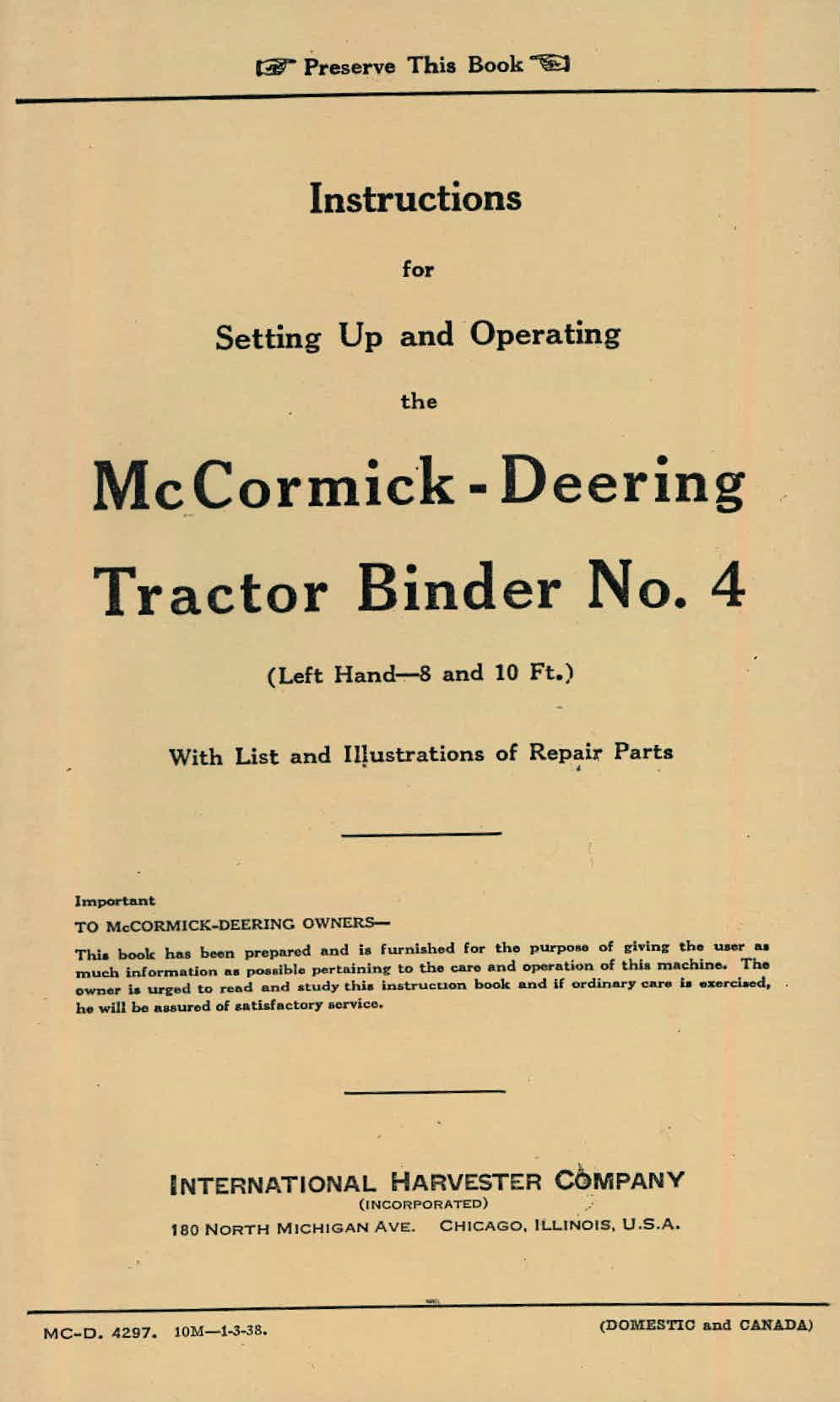 BB-MCD-4297 Binder Books IH MANUALS & DECALS