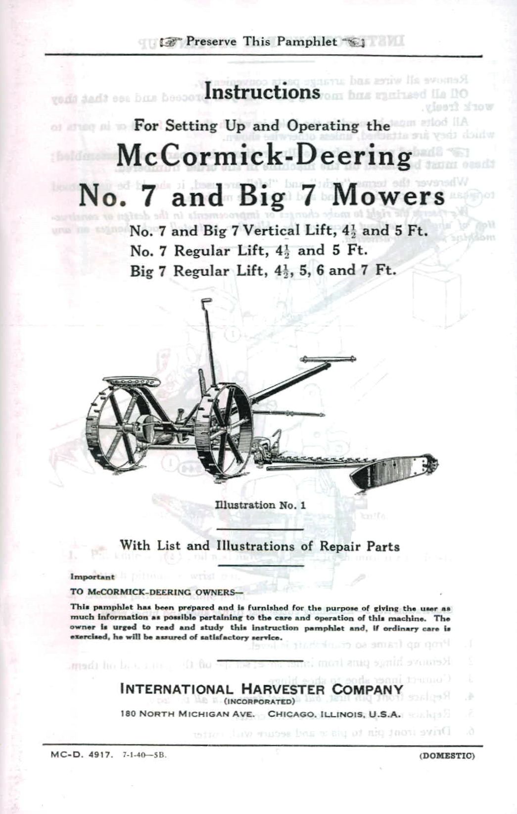 BB-MCD-4917 Binder Books IH MANUALS & DECALS