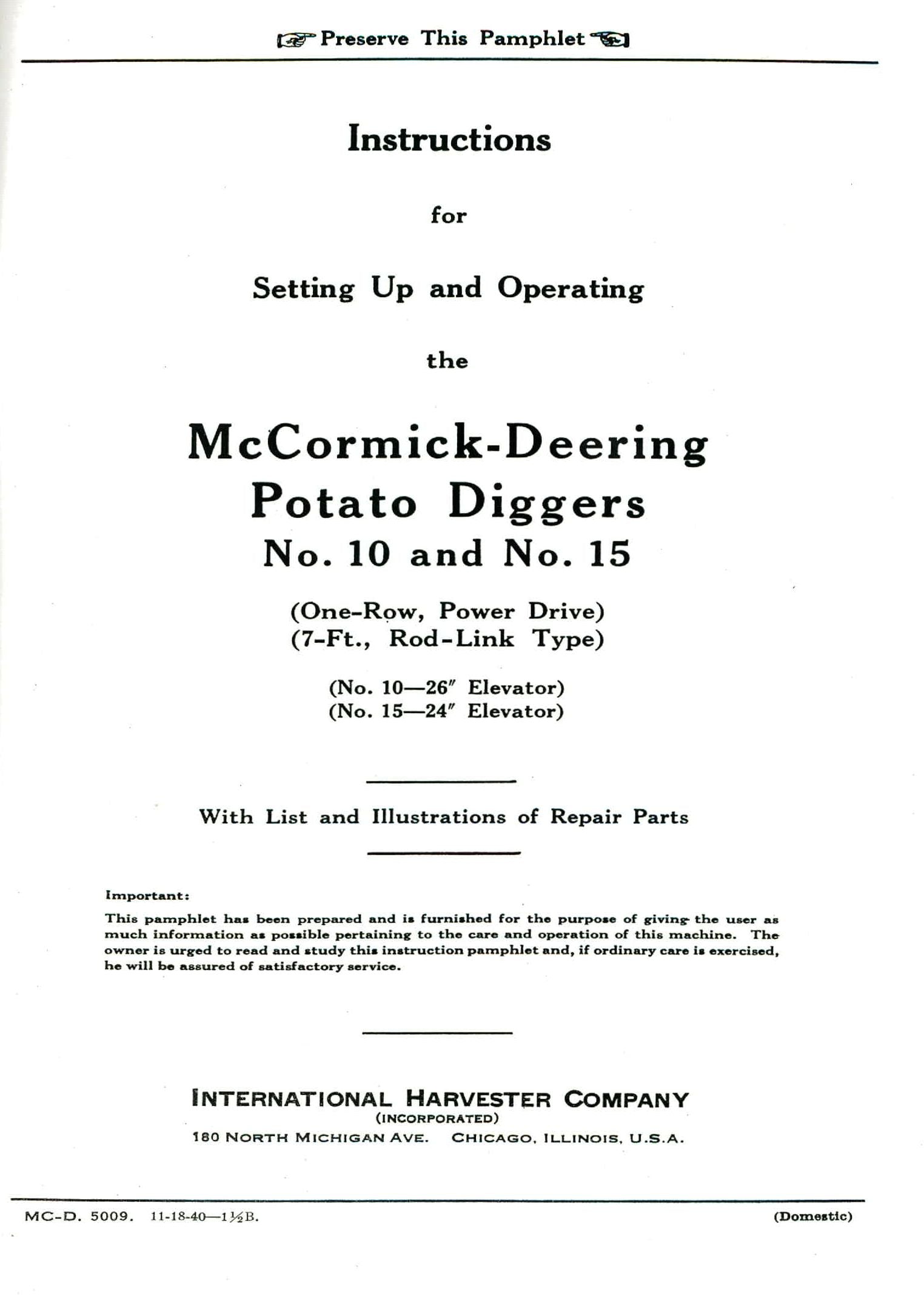 BB-MCD-5009 Binder Books IH MANUALS & DECALS