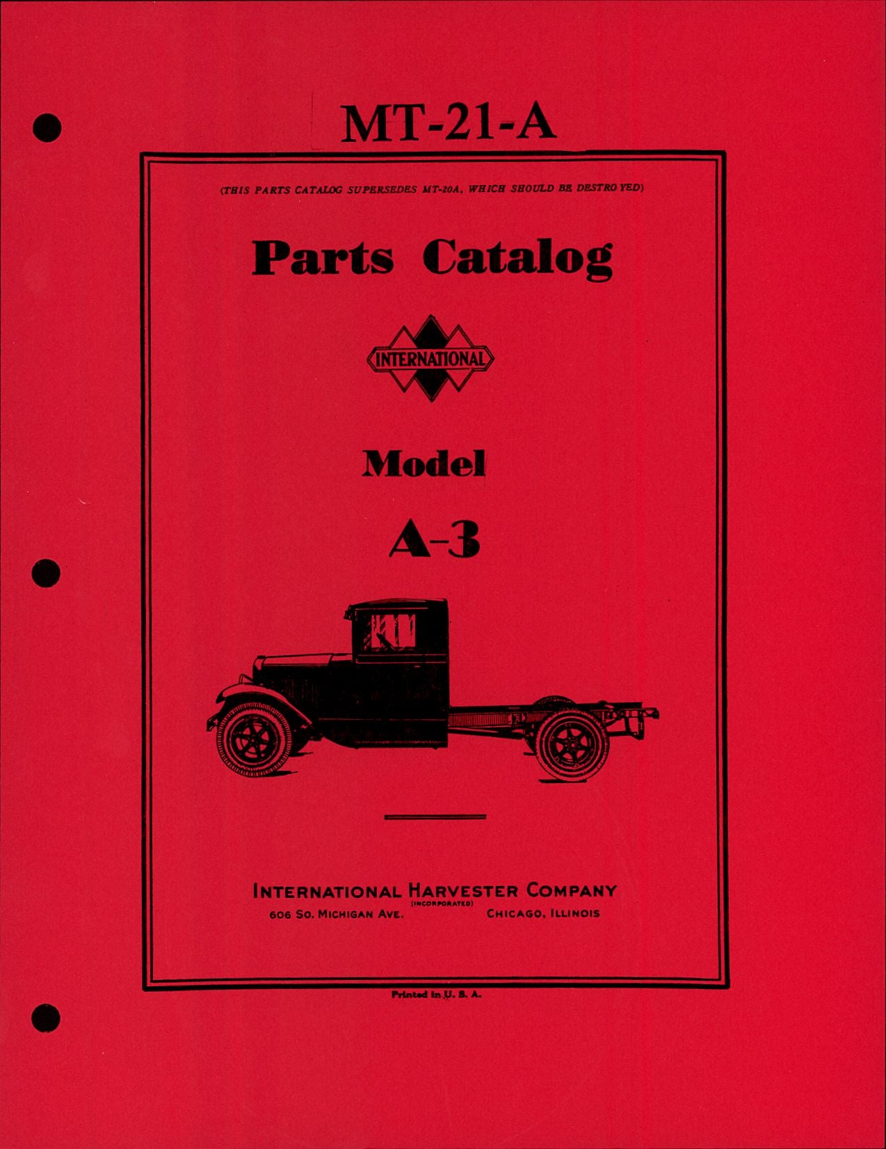 Parts Catalog for International Model A-3 Truck – Binder Books