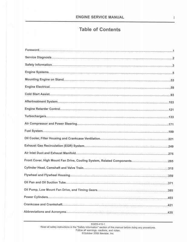 Engine Service Manual for International® MaxxForce™ 11 and 13 DIESEL ENGINE