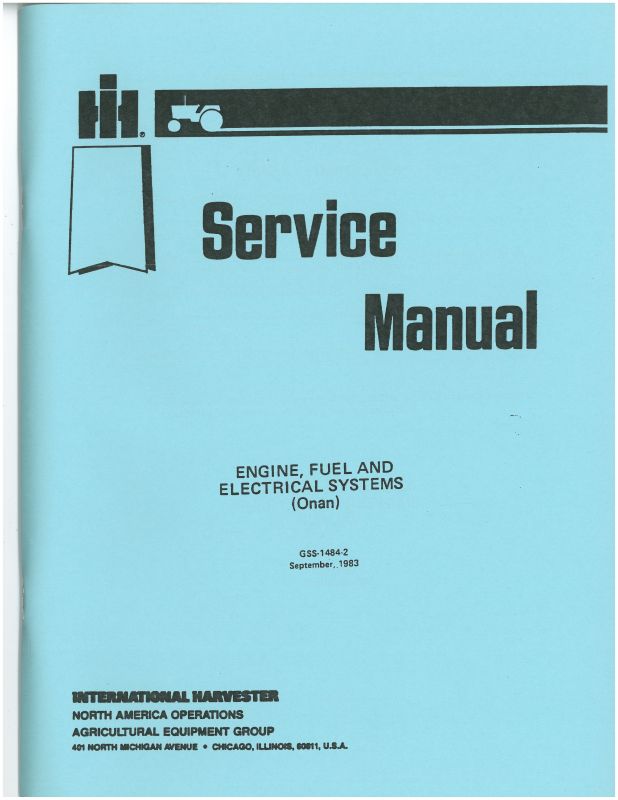 Service Manual for Onan Engine, Fuel &amp; Electrical System Used w/ Cub Cadet 982