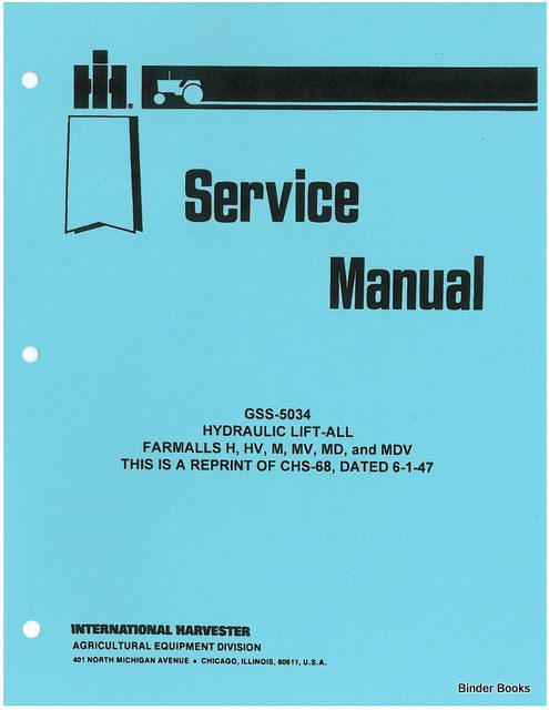 BB-GSS-5034 Binder Books IH MANUALS & DECALS