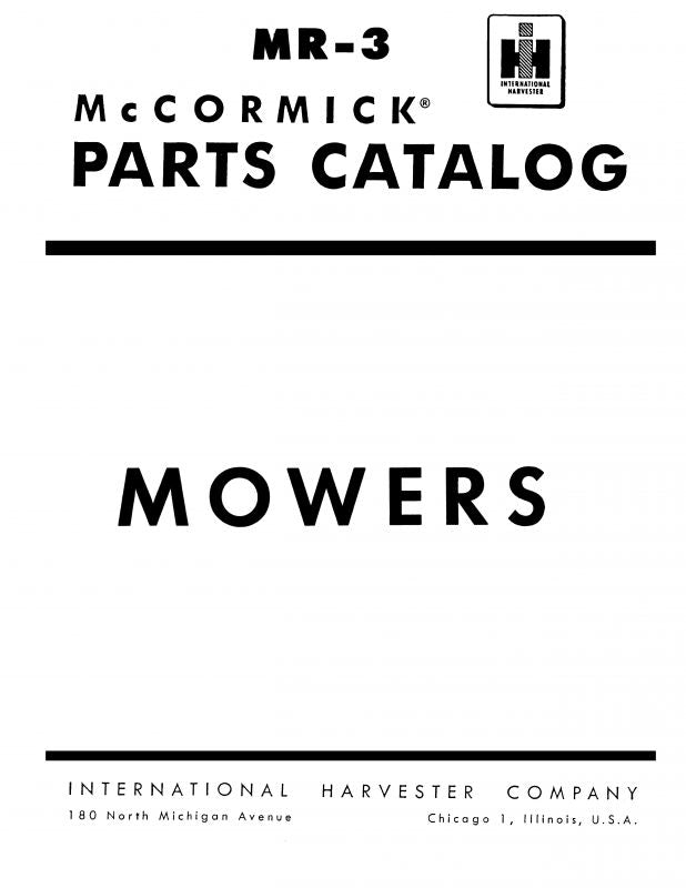 Parts Catalog for McCormick Mowers No. 100 &amp; 120