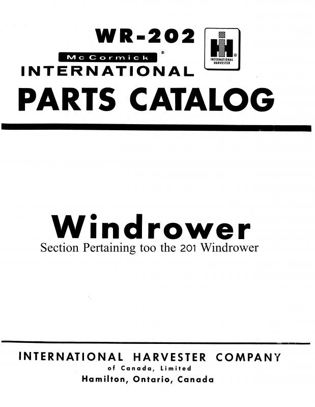 Parts Catalog for No. 200, 201, &amp; 275 McCormick International Windrowers and Hay Conditioners