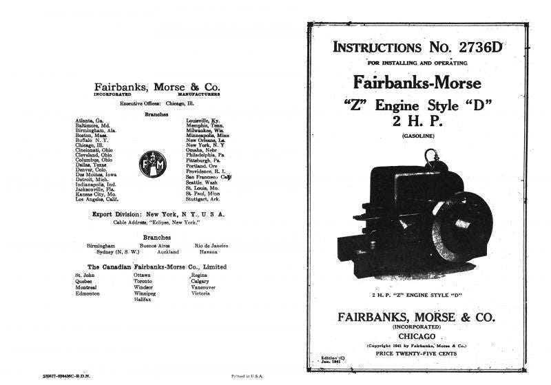 Instructions for Setting Up &amp; Operating Fairbanks Morse 2 HP Z Engine Style D