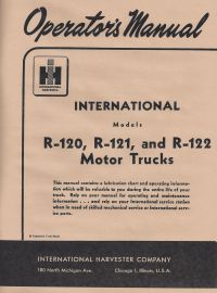 Operator's Manual for International R-120, R-121, R-122 Series Truck