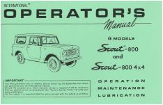 Operator's Manual for 1965-1968 Scout 800 4X2 & 4X4 Models