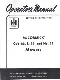 Operator's Manual for McCormick Cub 22, L-22, No. 22, Mid Mount Mowers