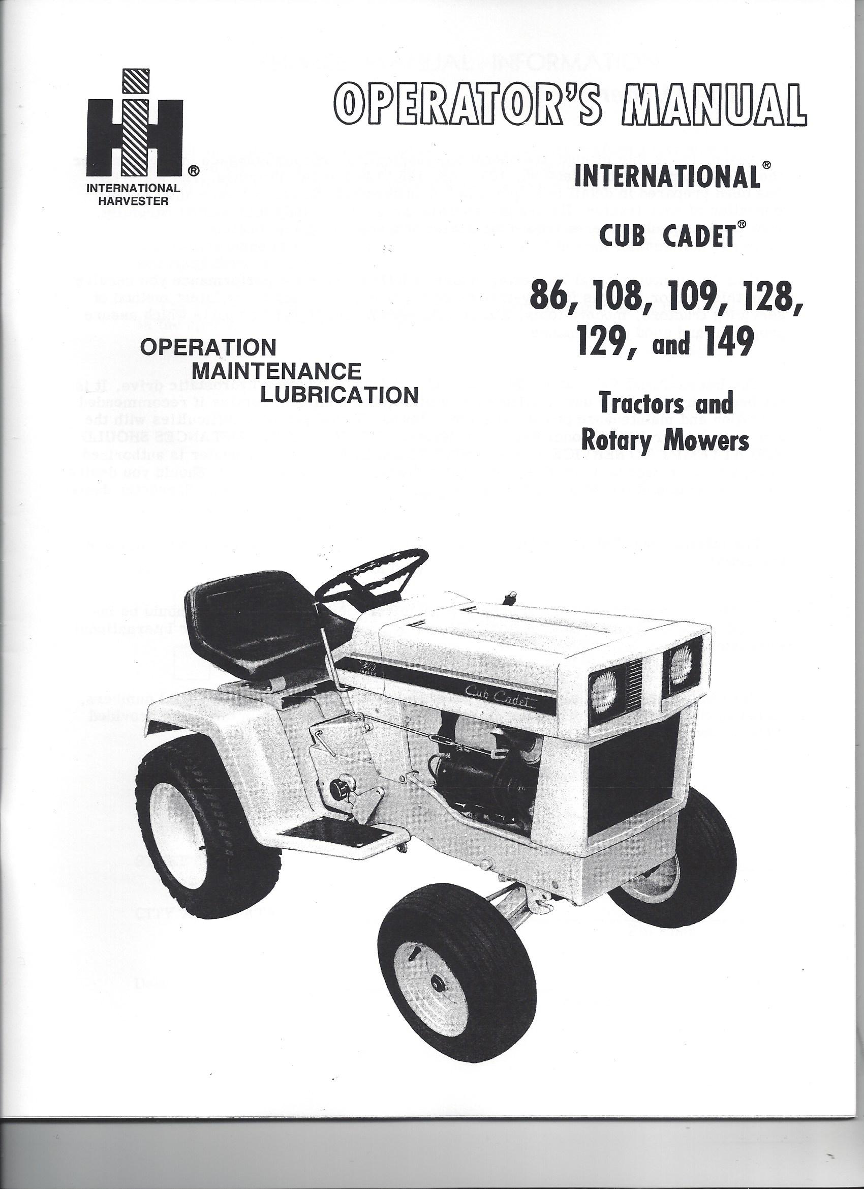 Cub cadet outlet lawn tractor manual