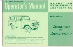 Operator's Manual for 1969-70 Scout 800A Including 4X2 & 4X4