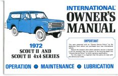 Owner's Manual for 1972 Scout II 4X2 and 4X4