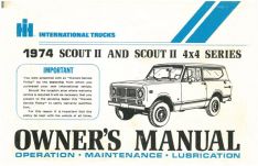 Owner's Manual for 1974 Scout II 4X2 and 4X4
