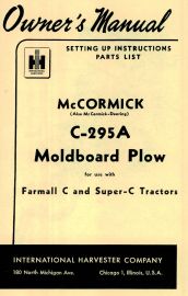 Owners Manual for McCormick C-295A One-Way Two-Bottom Moldboard Plow