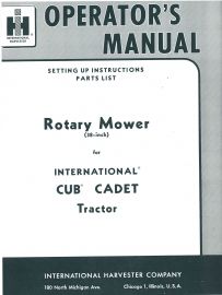 Operators Manual for International 2 Spindle Timed 38" Mower Deck Used on Original Cub Cadet