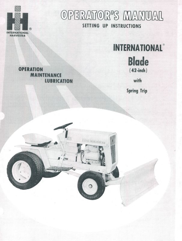 International Harvester Cub Cadet 70 Tractor Parts Manual Assembly Manual 