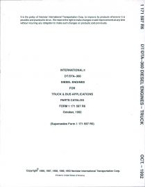 Parts Catalog for International DT-360 & DTA-360 Diesel Engine