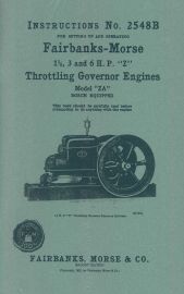 Instructions for Setting Up & Operating Fairbanks Morse 1.5, 3 & 6 HP Model Z Throttle Governor Eng.
