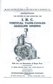 Instructions for Setting Up & Operating IHC Vertical Tank Cooled Gasoline Engine