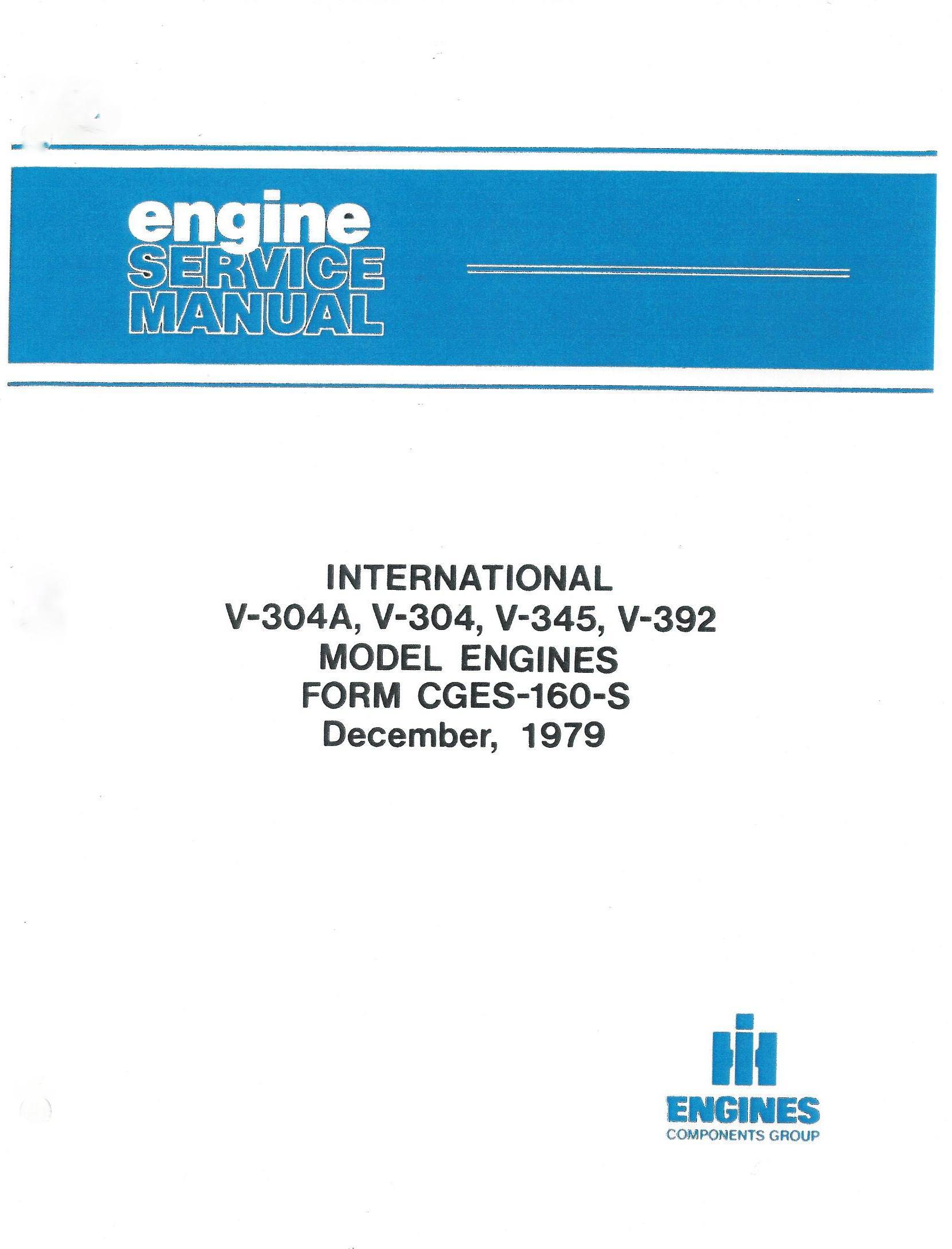 Binder Books Engine Service Manual for IH International Harvester V