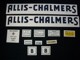 Allis Chalmers Model B, Blue with Long A & S, Restoration Decal Set