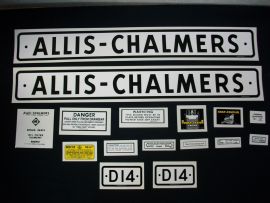 Allis Chalmers Model D14, 1957-60, Restoration Decal Set