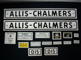 Allis Chalmers Model D15, 1957-60, Black Bar Grill Restoration Decal Set