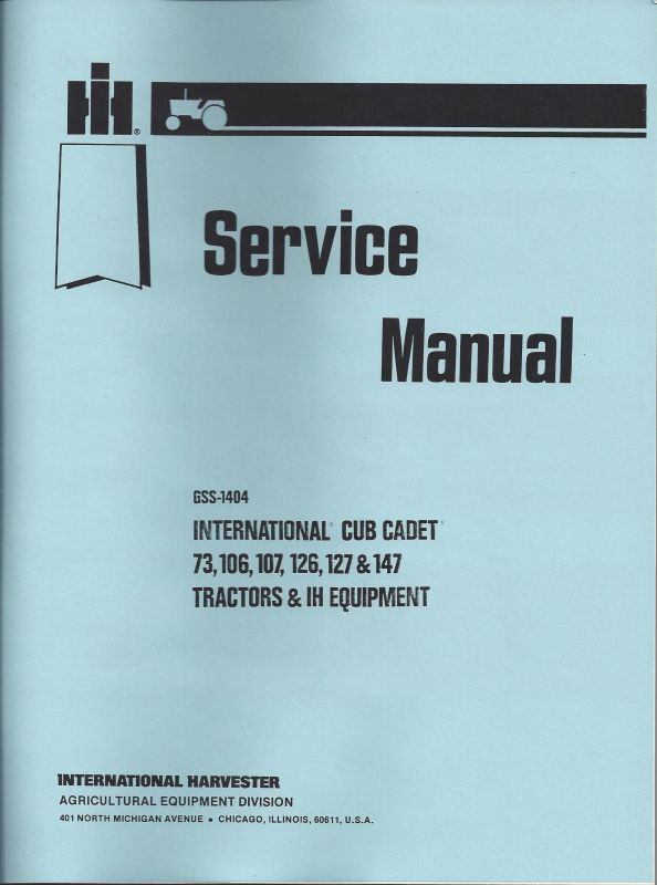 Cub Cadet 106 Shop Service Manual