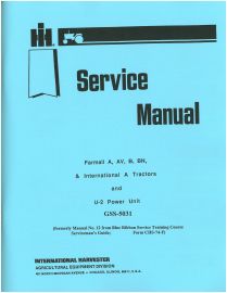 International Farmall A AV A-1 AV-1 B BN C Super Tractor Shop Service Manual IH