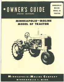 Minneapolis Moline UB Owner Operator Maintenance Manual 