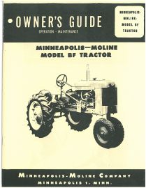 Owners Guide for Minneapolis Moline Model BF Tractor