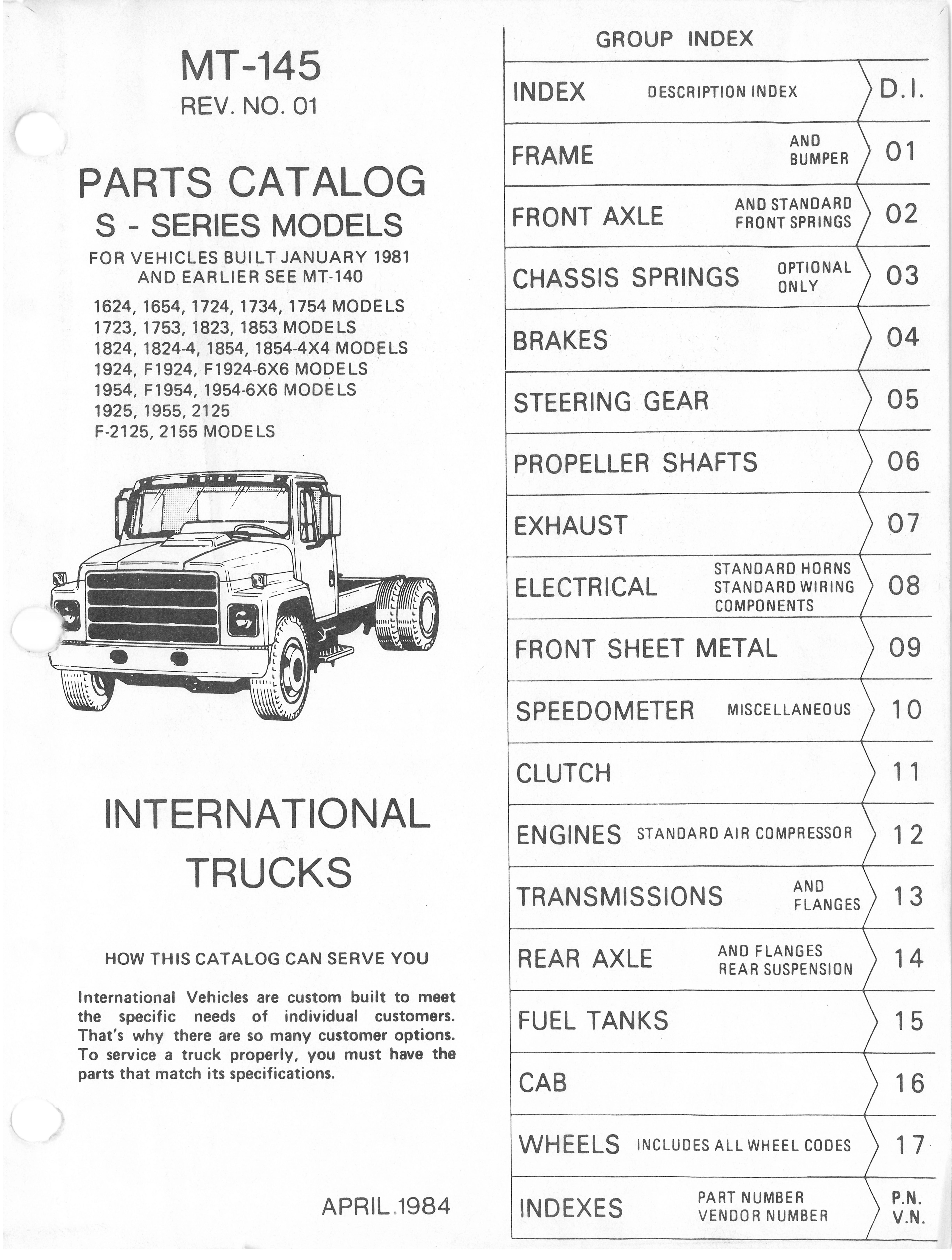 Binder Books: Parts Catalog for 1984 & Up International S
