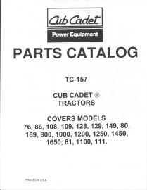 Parts Catalog for IH Cub Cadet Models w/ Serial Numbers 400001 & Up