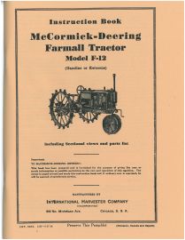Instruction Book for McCormick-Deering Farmall F-12 Tractor